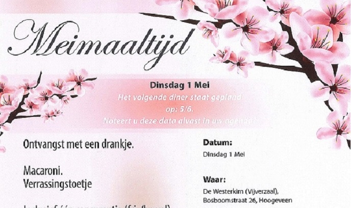 “Samen eten? Lekker en gezellig!” in de Westerkim op 1 mei