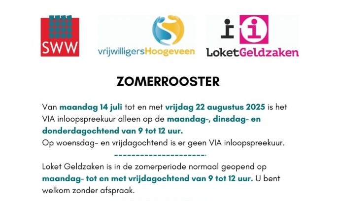 Zomerrooster VIA-inloop bij SWW