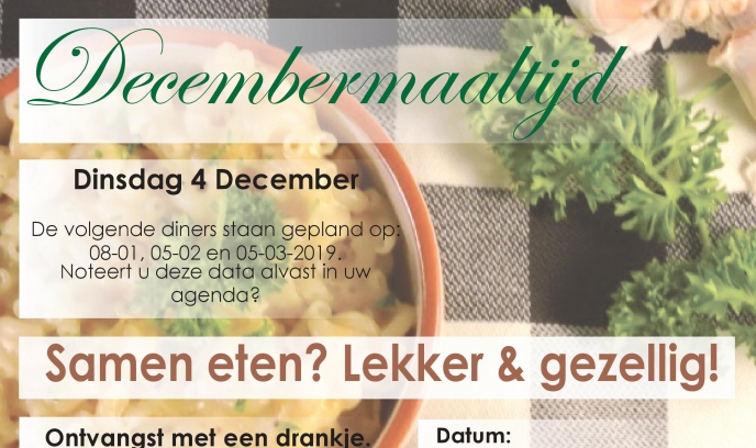 “Samen eten? Lekker en gezellig!” in de Westerkim op 4 december