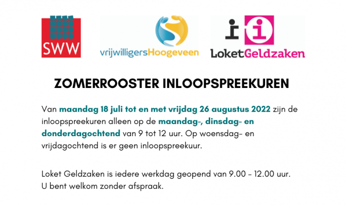 Zomerrooster inloopspreekuren SWW