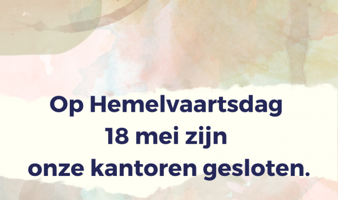 Hemelvaartsdag gesloten